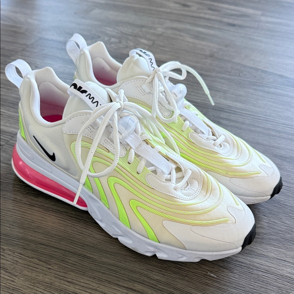 Nike Women’s White Neon Green & Pink Air Max 270 React Sneakers